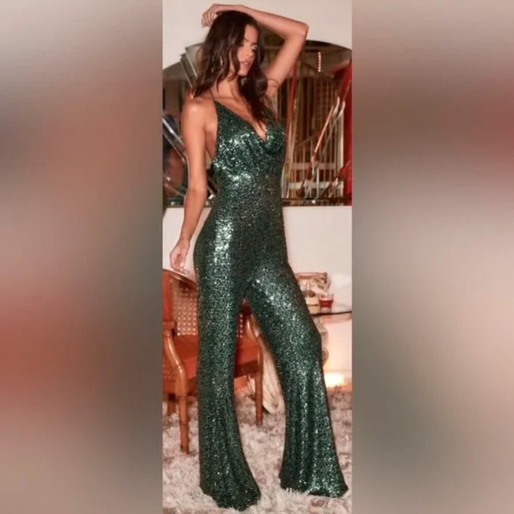 12th tribe Sequin green jumpsuit